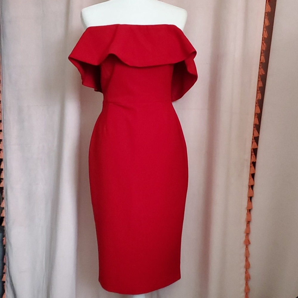 ZARA- GORGEOUS RED MIDI DRESS